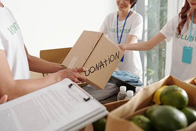 Volunteers Working at Donation Center