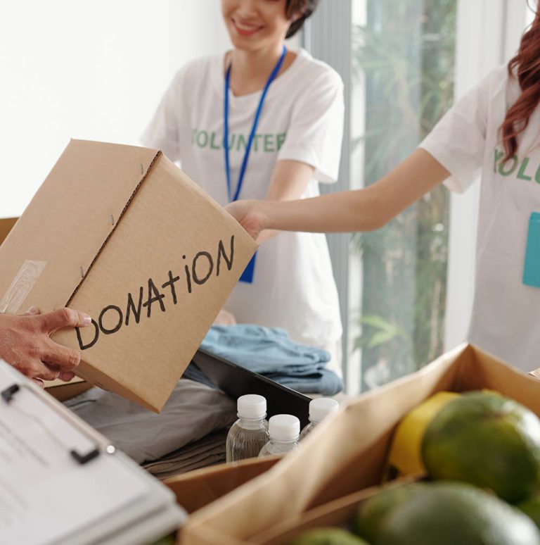 Volunteers Working at Donation Center